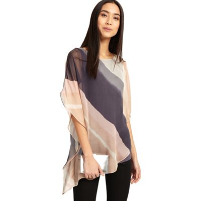 Multi-coloured harper print asymmetric blouse